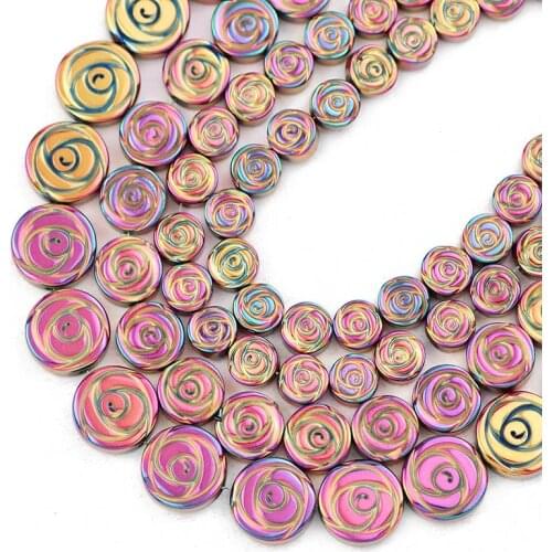 Rose Red Flower Shape Natural Stone Hematite Beads 6/8/10MM Spacers Loose Beads For Jewelry Making Diy Bracelets Accessories