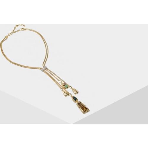 Amorita boutique Retro square tassel pendant necklace