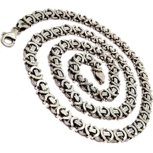 Euro King Knight Chain Necklace Mens Square Oxidized Or Polished Strong Model Luxury Jewelry Reel Certified 925 Sterling Silver