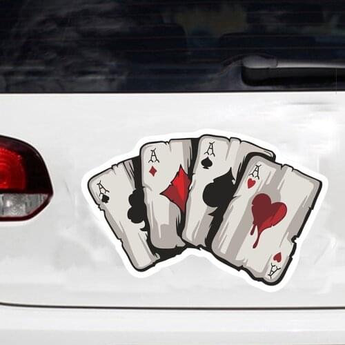 Hot Selling 15.2CM*9.8CM Cartoon Playing Cards A Decal PVC Motorcycle Car Sticker Hood Bumper Window
