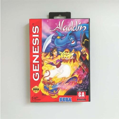 Aladdin - USA Cover With Retail Box 16 Bit MD Game Card for Sega Megadrive Genesis Video Game Console