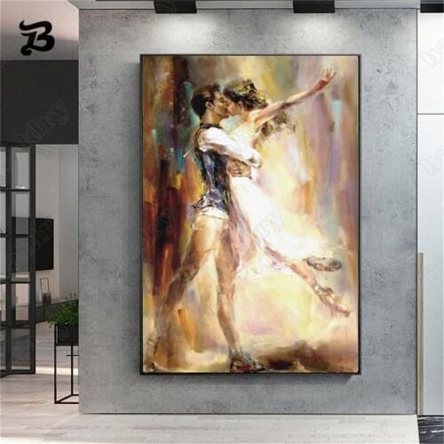 Canvas Painting Wall Art People Dancing Oil Painting Elegant Ballet Dancer Art Podters and Prints Foe Living Room Wall Decor