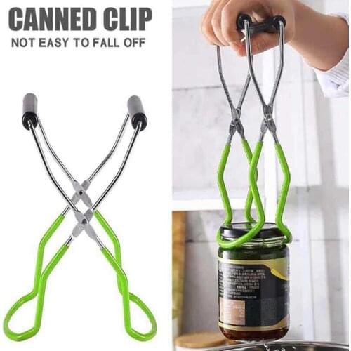 Canning Jar Lifter with Grip Handle Stainless Steel Can Lifter Tong Jar Clip Heat Resistant Anti-Slip Feeding Bottle Jar Lifter