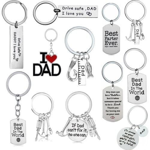 Love Family Dad Papa Daddy Fathers Day Key Chain Ring Appreciation Gifts Keychain Keyring Key Rings Birthday Gifts