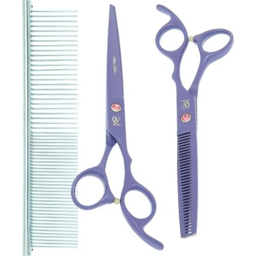 Meisha 7 inch Professionl Pet Grooming Scissors Japan 440c Curved Dog Cutting Shears Animals Thinning Shears Comb Forceps B0038A