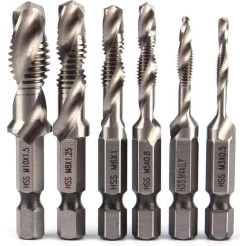 1/4 Inch Hex Shank HSS Metric Hand Screw Thread Tap Taper Drill Bit Tool M3-M10