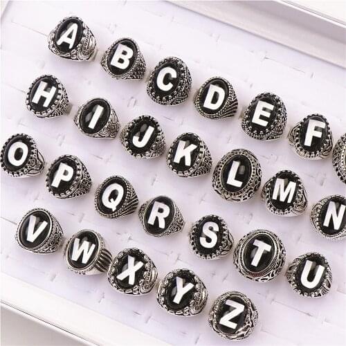 Fashion 5pcs/Lot Vintage English Letter Metal Jewelry Rings For Men Women