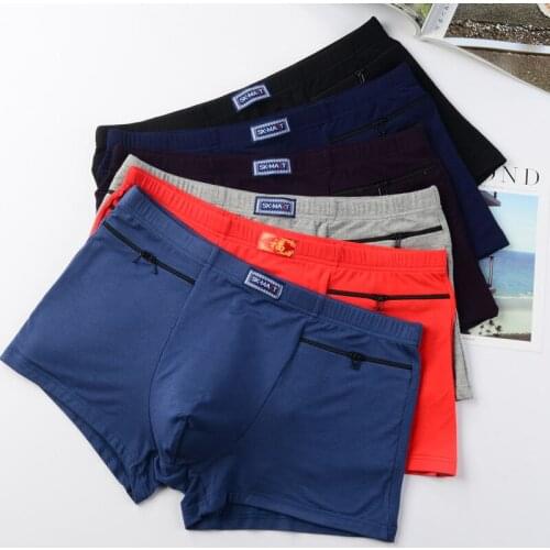 Mid-rise Double Zip Pocket Underwear Mens Anti-theft Briefs Boxer Panties,two Zippers Pockets Cotton Underpants Mens Panties