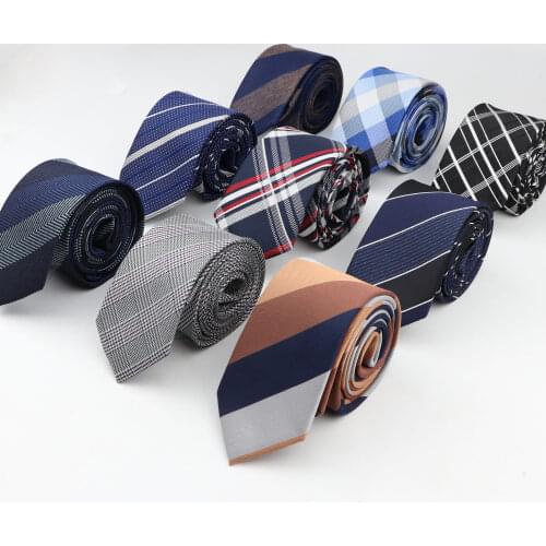 Men Business Tie 6-7cm Width Striped Plaid Designer Jacquard Wedding Necktie Narrow Classic Ties 1200 Needles Polyester Neckwear