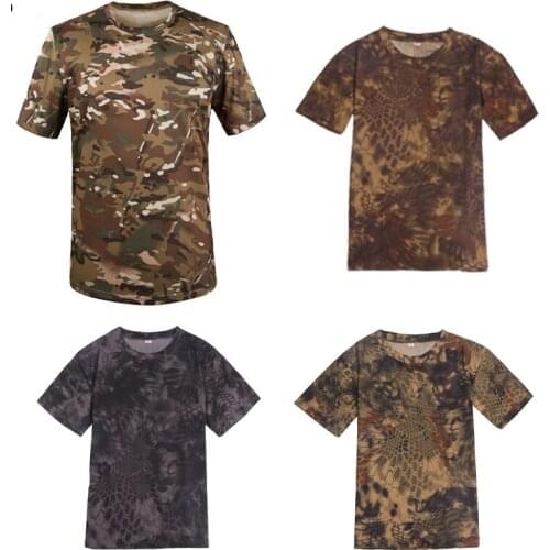 New Tactical Military Camouflage T Shirt Male Breathable Quick Dry US Army Combat short Sleeve Outwear T-shirt for Men tops tees