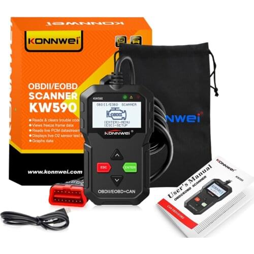 Multi-languages Odb Obd2 Scanner Konnwei Kw590 Car Diagnostic Scanner Obd2 Autos Scanner kw 590 In Russian Better Than Ad310