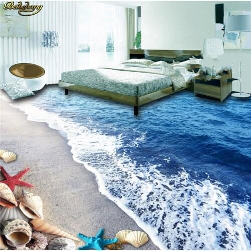 Beibehang Customized wallpaper wallpaper floor painted beach Beach shell 3D stereo painted floor papel de parede