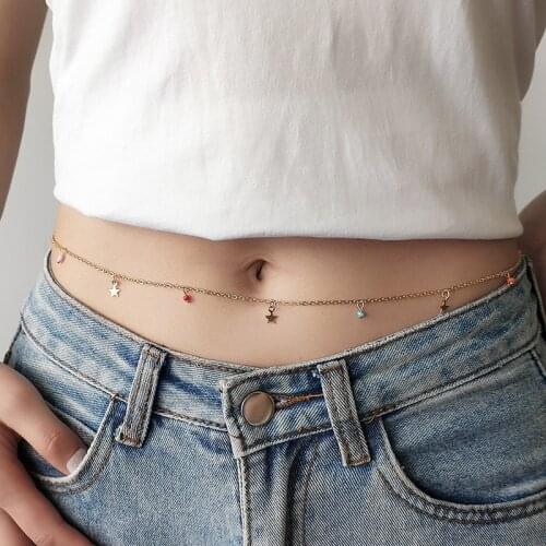 Bohemia Sexy Chain Waist Chain Geometric Stars Pendant Summer Beach Body Accessories Jewelry Gifts for Women Waist chain