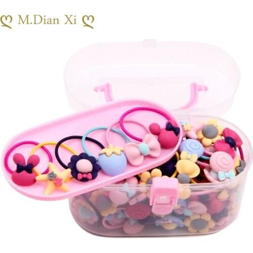 40Pcs/Lot Girls Hair Accessories Gift Box Elastic Hair Bands Flower Hair Clip Bows New Headband Hairband Cute Hairbands for Kids