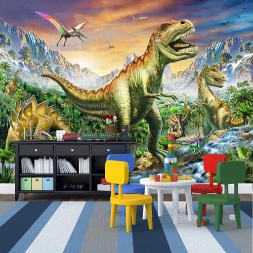 Custom Mural Wallpaper 3D Stereo Forest Animal Dinosaur Wall Painting Kids Bedroom Boys Room Background Wall Papers Home Decor