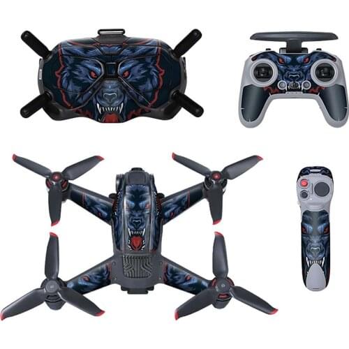 For DJI FPV Drone Glasses V2 Remote Control PVC Sticker Dustproof Protective Cover Patch Skin Full Set