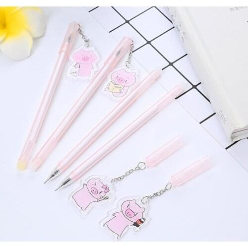 Pink Piggy Gel Pen Korean Stationery Kawaii Pens Novelty Kawaii Cute Pens Black Ink Writing Gel Pen Cute Stationary Supplies