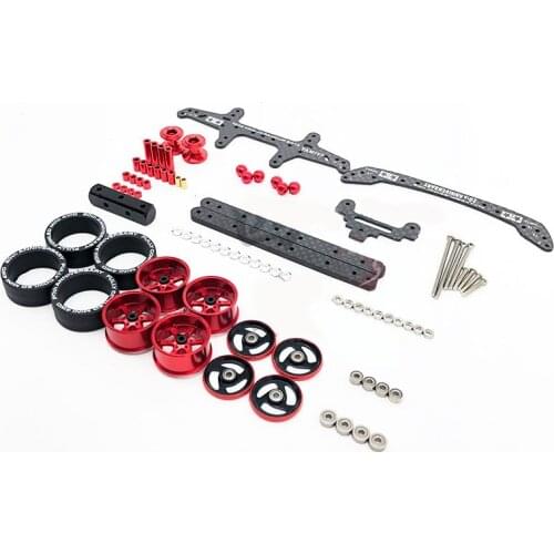 S1/FM Chassis Upgrade Parts Set 1.5mm Carbon Fiber FRP+ Aluminum Rollers Wheels Kit For Tamiya Mini 4WD Car Model Brocken GIGANT