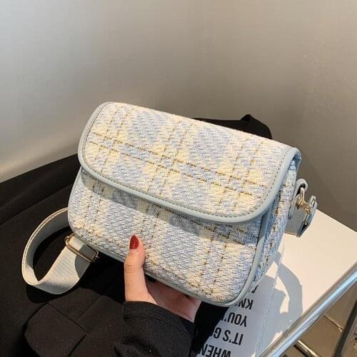 Crossbody Bag Shoulder Bag Female Designer Handbag Purse Women Bag Lattice Fashion 2021 Canvas PU Leather Wide Shoulder Strap