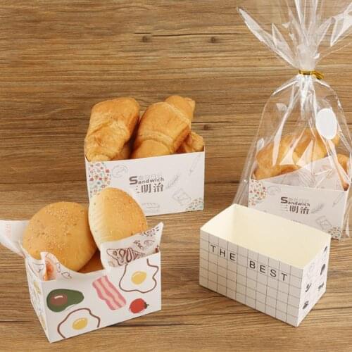 50pcs Cake Packaging Bagsandwich Wrapping Paper Thick Egg Toast Bread Breakfast Packaging Box Burger Oil Paper Paper Tray