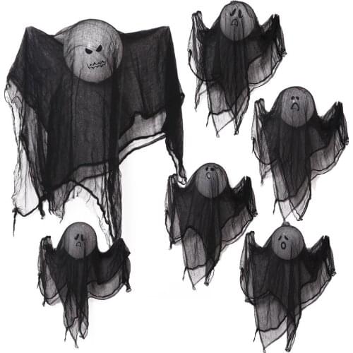 4Pcs/lot Halloween Balloons Expression Balloon Globos With Black Gauze Halloween Decorations For Home Party Decoration Supplies