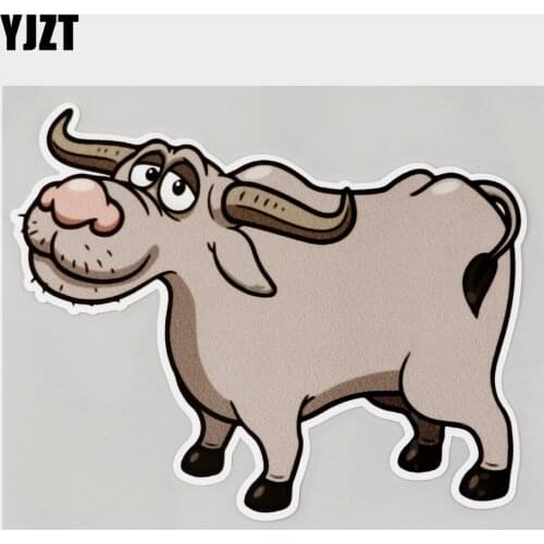 YJZT 13.3CM×10.6CM Old Cattle Farming Looking Back Decal PVC Car Sticker 11C-0260