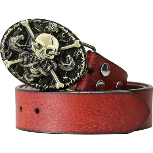 Western cowboy zinc alloy ghost head belt buckle leather collocation jeans wear belt gift item