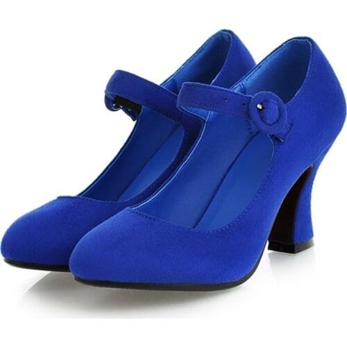 AGODOR mary jane shoes for women sexy block high heels pumps ladies dress party shoes big size