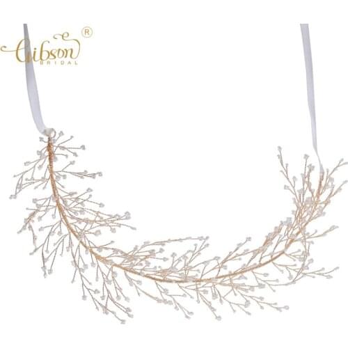 Floating Hair Vine Bridal Tiara Headpiece Small Beads Clusters Branch Women Hair Band Wedding Headband