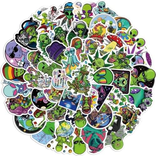 10/30/50PCS Psychedelic Aliens UFO Cartoon Stickers Skateboard Guitar Laptop Luggage Classic Toy Decal Cool Graffiti Stickers