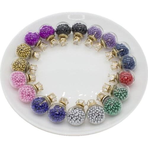 10 pairs Beads Charms Glass Balls Double Sides Earrings Popular Stud Earrings for Women Fashion Jewelry