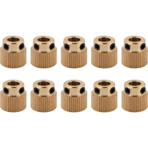 10 Pcs Rugged 3D Printer Parts Driver 40 Tooth Gear Brass Extruder Wheel Gear for Printer CR-10 CR-10S S4 S5 Ender 3 Pro