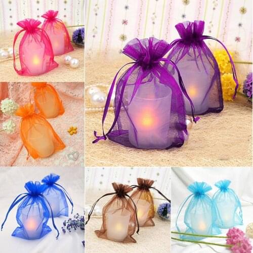 100pcs/lot Drawable Small Organza Bags 7x9cm Favor Wedding Christmas Gift Bag Jewelry Packaging Bags Pouches