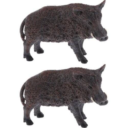 2 Packs Realistic Animal Model Figurine Playset Kids Toy Wild Boar