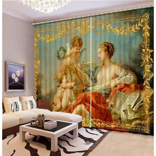 3d Curtains Decoration European 3D Curtains For Living room Blackout Roaantic angel curtains 3d curtain
