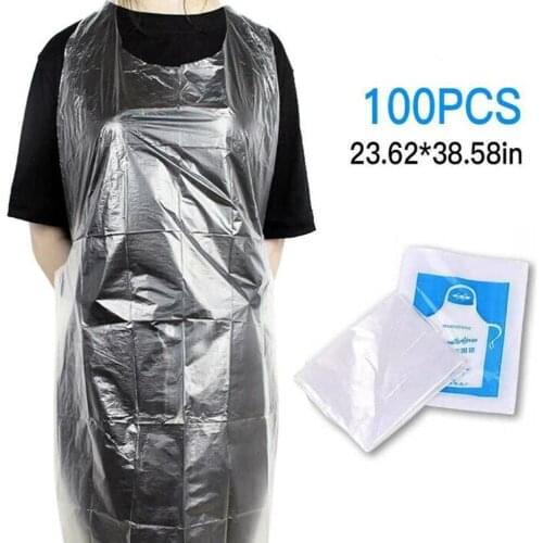 50/100 pcs Disposable Plastic Aprons Eco Flat Pack Protection Body Polythene Clear