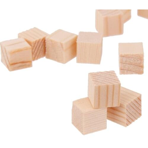 50 Pieces Wooden Cube 10mm Wood Block For Kids Education Toy Craft DIY Scrapbooking