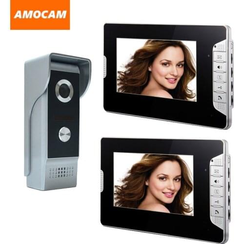 7 inch monitor video door phone intercom system aluminum alloy night vision camera video doorbell visual intercom 2-screen