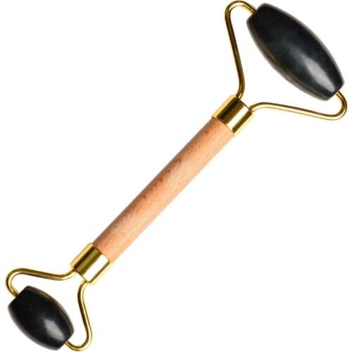 Wooden Handle Facial Massage Roller Double Heads Jade Stone Face Lift Body Skin Relaxation Slimming Beauty Neck Thin Spa Tool