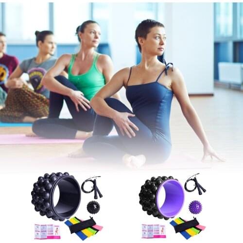 Yoga Wheel Circle Waist Shape Bodybuilding Gym Workout Fitness Equipment Latex Elastic Backbend Ring Ten-Piece For Pretty