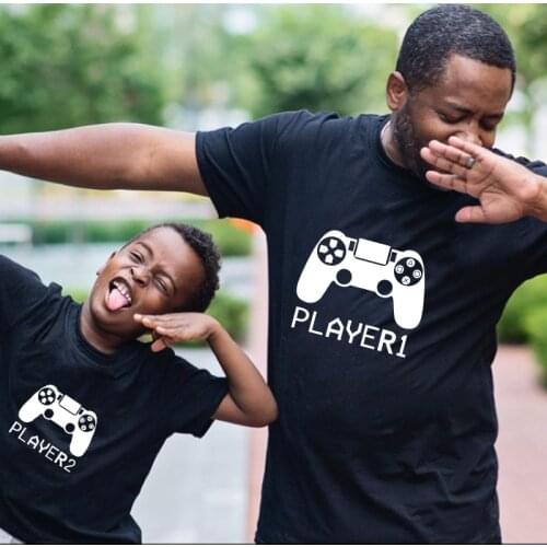 Player1 Player2 Player3 Family Matching Clothes Father Mother Kids T-shirts Dad Baby Match Players Tops Tees Family Look Clothes