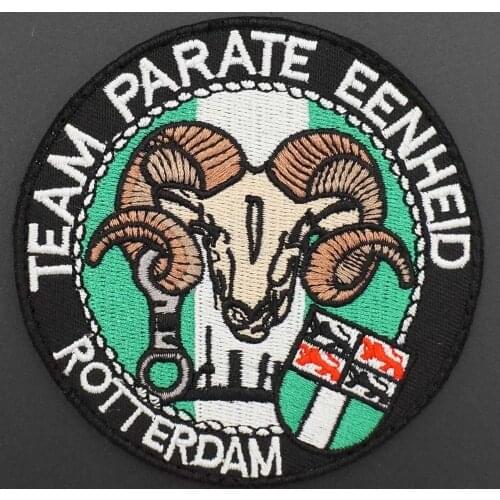 TEAM PARATE EENHEID ROTTERDAM Tactical Military Morale Patches Embroidery Badge with hook backing in backpack Jackets hat