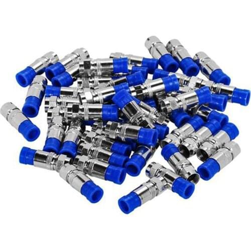 50PCS RG6 Compression Connectors Coaxial Cable Waterproof Connection F Compression Connector RG6 Coaxial Compression Tool