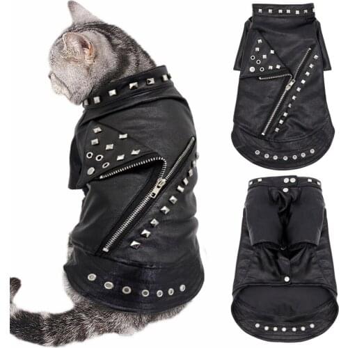 Leather Cat Jacket Warm Dogs Cat Clothes Coat Autumn Winter Pet Clothing Puppy Kitten Outfits Costumes for Chihuahua Yorkshire