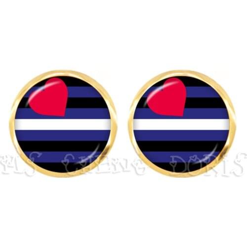 Fashion Rainbow LGBT Earring Bi Pride Stud Earring Jewelry Hypoallwergenic Ear Nail Gay Pride Glass Cabochon Earrings Luxury