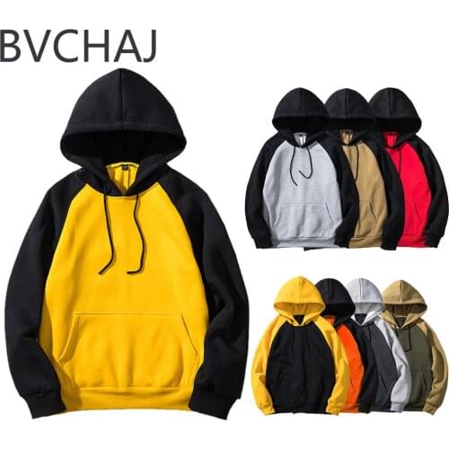 Mens Clothing Spring Fall Fleece Hoodie Sweatshirt Splicing Contrast Color Casual Men And Women Hip Hop Long Sleeved Hoodie