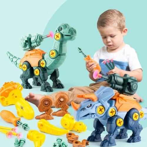 Children Dinosaur Cool Boys Toys Set Educational Designer Montessori Screw Nut Combination Assembling DIY Toys For Children Gift