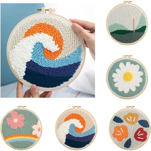 Landscape Pattern Punch Needle Kit Punch Needle Soft Yarn DIY Needlework