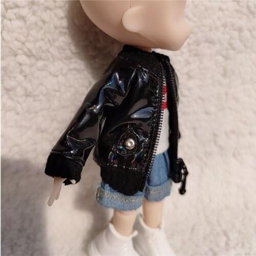 New bjd Doll Clothes Colorful laser jacket leather Coat pants for ob11,obitsu 11,1/12bjd doll clothes accessories for dolls