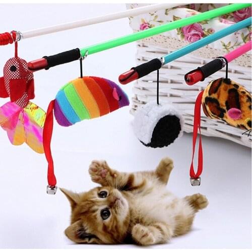 1PC New Teaser Cat Tassel Wand Toy Acrylic Rod Elastic String With Bells Interactive Teaser Funny Elastic String Pet Toy Product